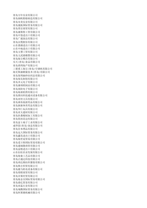1000 青岛出口外贸企业名单