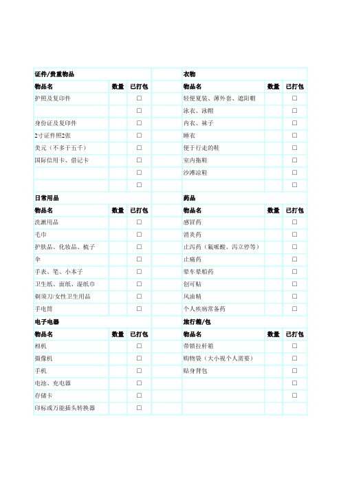 普吉岛装备清单