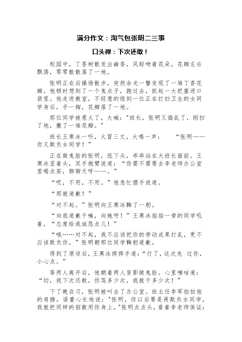 满分作文：淘气包张明二三事