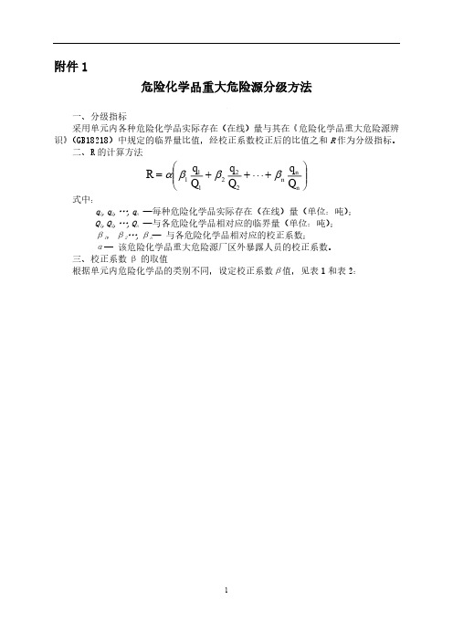 危险化学品重大危险源分级方法