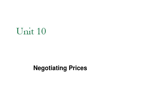 unit 10 Negotiating Prices