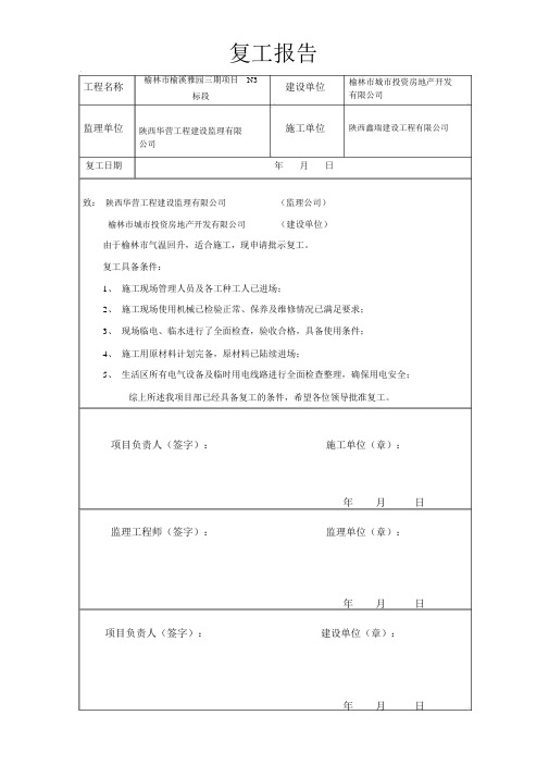 复工安全检查表