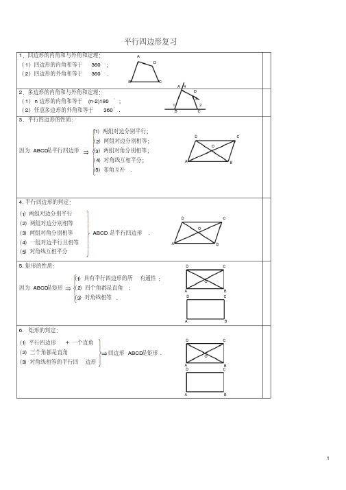 人教版八年级下册数学平行四边形知识点归纳及练习教学文案