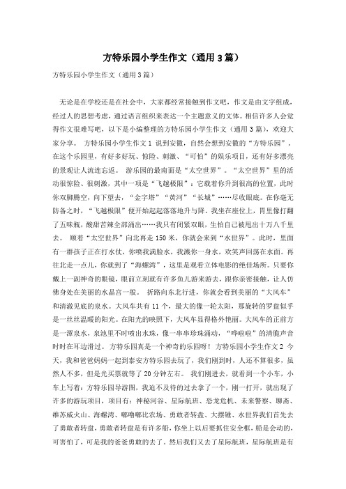 方特乐园小学生作文(通用3篇)