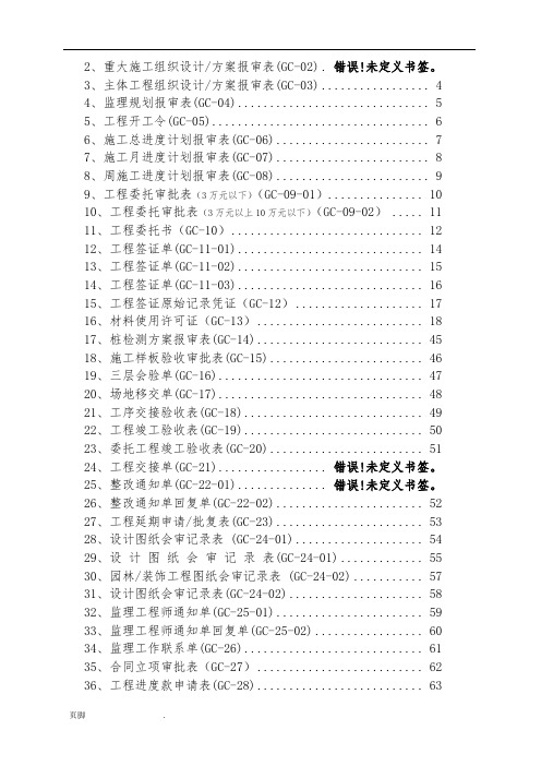 工程部最新表格模板