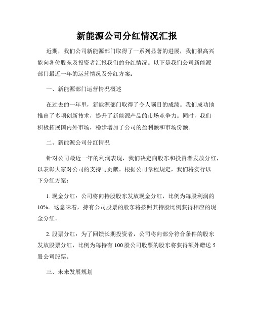 新能源公司分红情况汇报