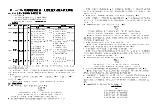 新课标卷1诗歌鉴赏试题分析