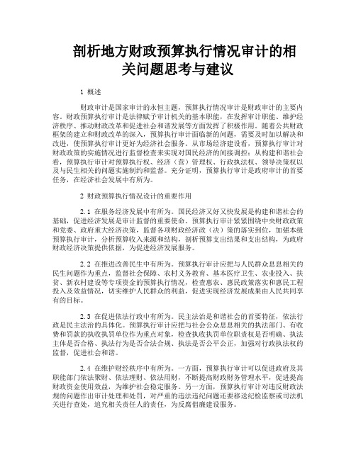 剖析地方财政预算执行情况审计的相关问题思考与建议