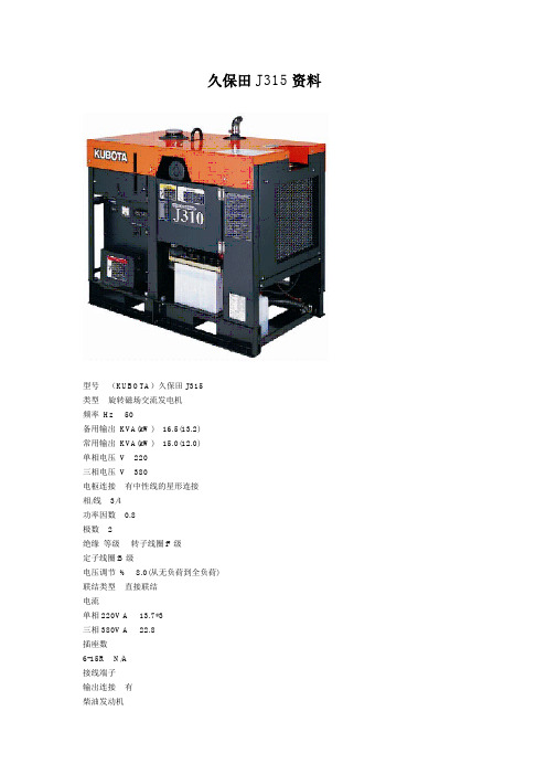 久保田J315资料