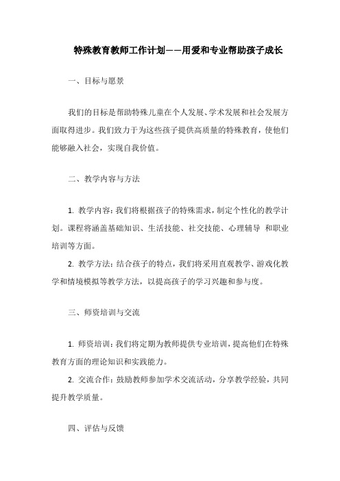 特殊教育教师工作计划——用爱和专业帮助孩子成长