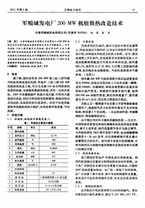 军粮城发电厂200MW机组供热改造技术