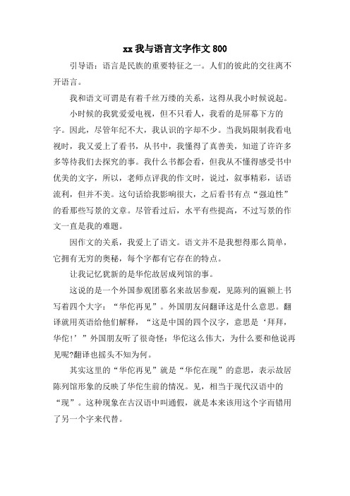 xx我与语言文字作文800