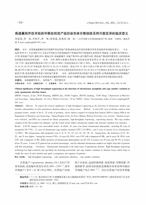 高通量测序技术检测早期自然流产组织染色体非整倍体及拷贝数变异的临床意义