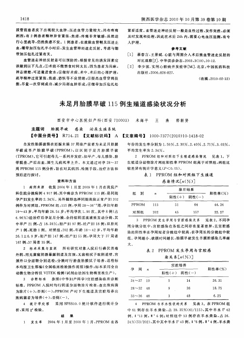 未足月胎膜早破115例生殖道感染状况分析