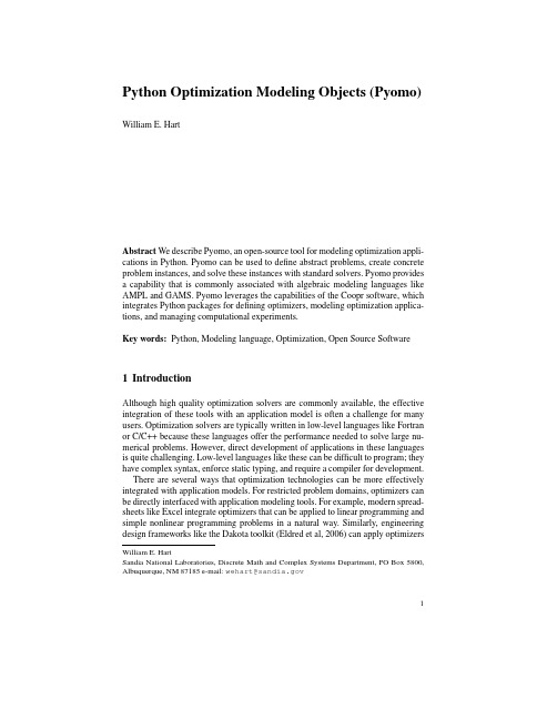 Python Optimization Modeling Objects (Pyomo)英文精品课件