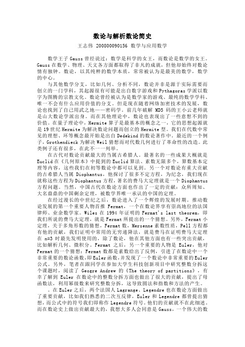 数论与解析数论简史