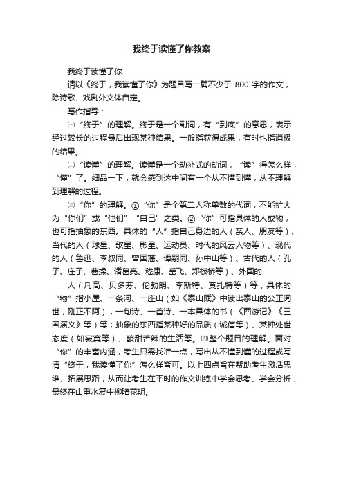 我终于读懂了你教案