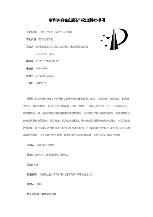 一种台钻钻孔十字激光定位装置[实用新型专利]