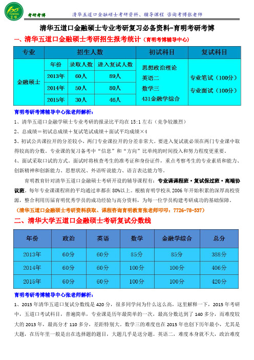 2017清华五道口金融硕士考研复习资料指导-育明考研考博