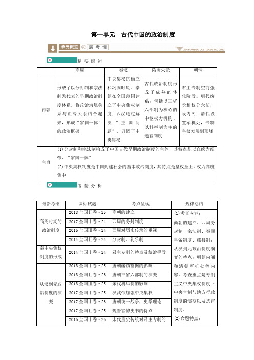 (衡中学案)2020版高考历史一轮总复习第一单元古代中国的政治制度1夏、商、西周的政治制度学案(含解析)