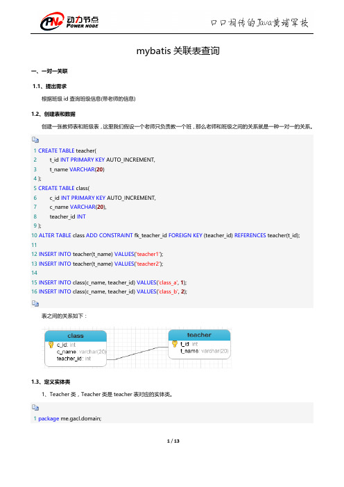 mybatis关联表查询