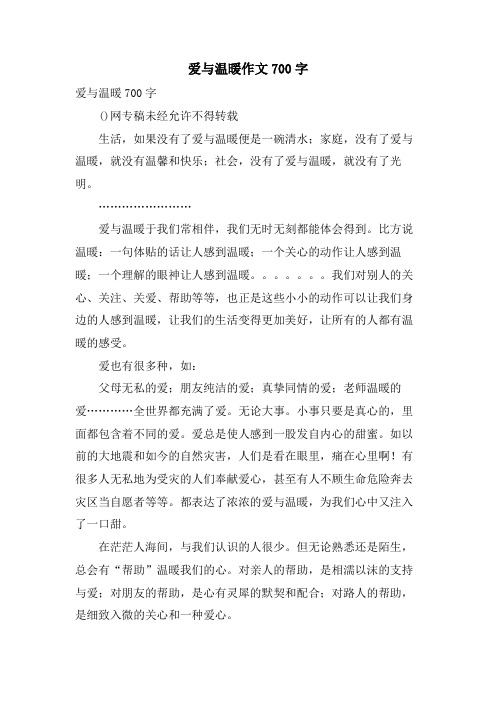 爱与温暖作文700字