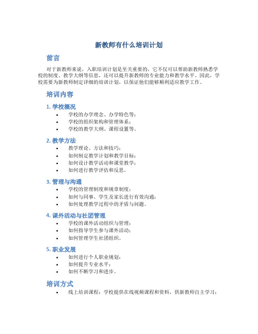 新教师有什么培训计划