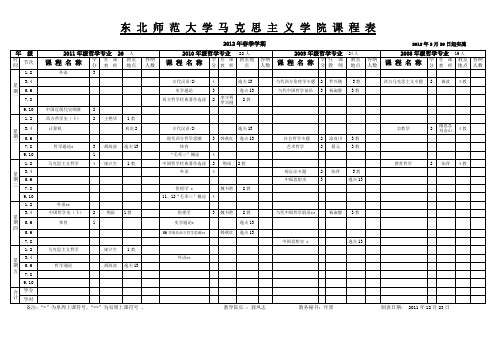 东北师范大学马克思主义学院课程表