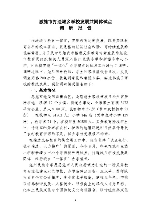 打造城乡学校发展共同体试点调研