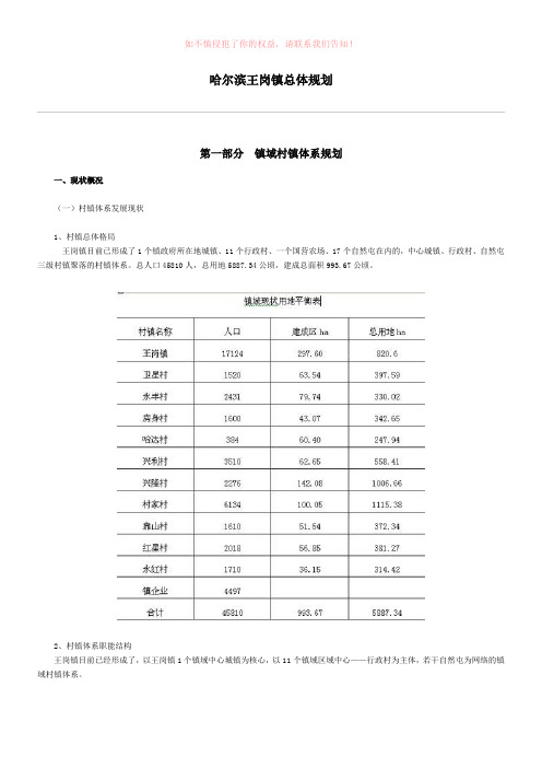 哈尔滨王岗镇总体规划参考模板