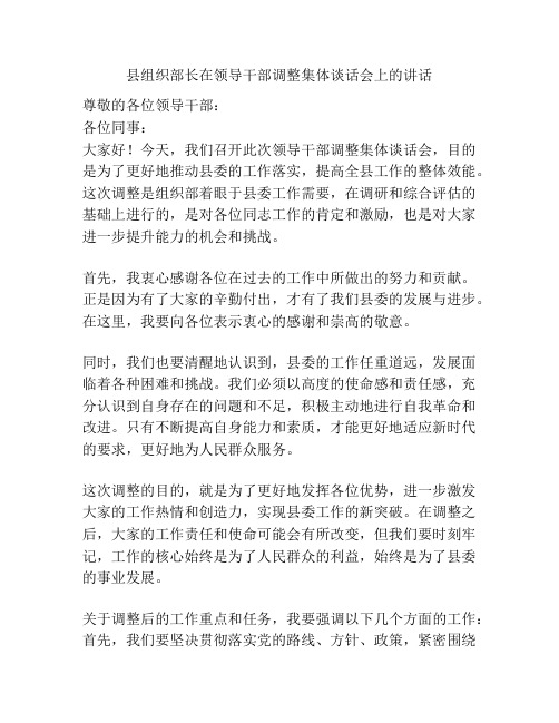 县组织部长在领导干部调整集体谈话会上的讲话