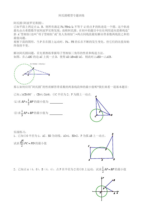 阿氏圆模型专题训练(中考数学压轴热点)