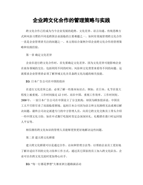 企业跨文化合作的管理策略与实践