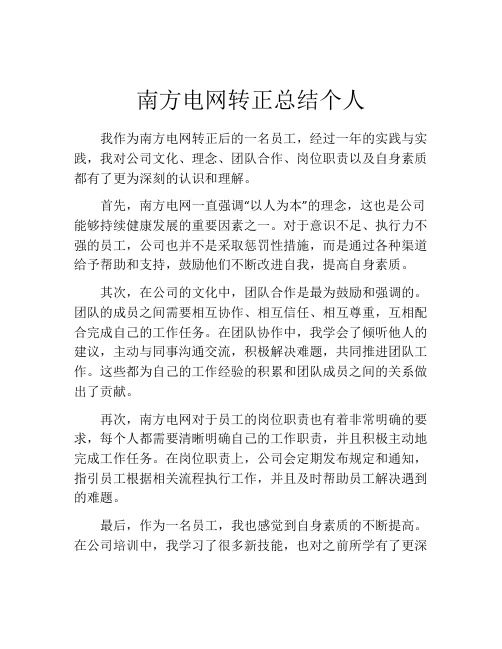 南方电网转正总结个人 (2)