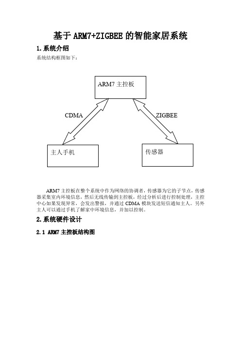 ARM7+ZIGBEE的智能家居系统 精品