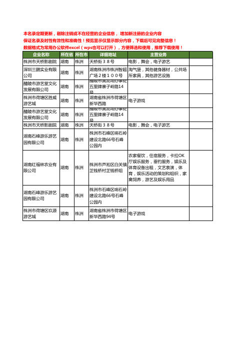 新版湖南省株洲游艺工商企业公司商家名录名单联系方式大全10家