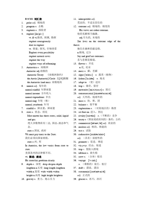 外研版高中英语选修8全套单词表