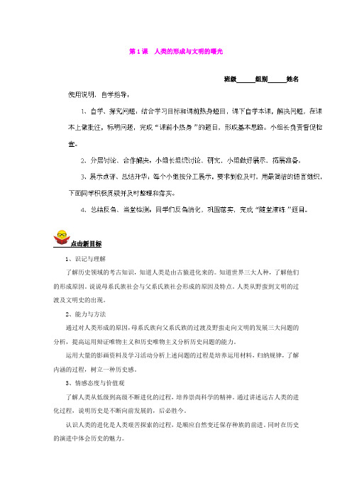 1,1人类文明形成的曙光学案(川教版九年级上册历史 (2)