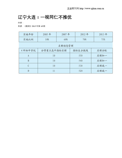 辽宁大连：一视同仁不推优