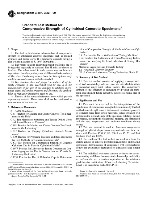 ASTM - C39-C39M - Standard Test Methods for Compressive Strength of Cylindrical Concrete Specimens