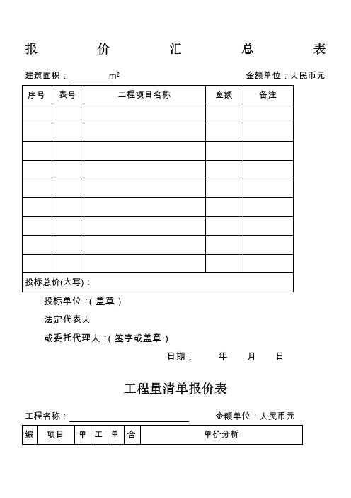 投标报价表(综合单价)