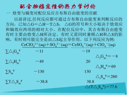 高中化学热力学复习13配合物稳定性的热力学讨论课件