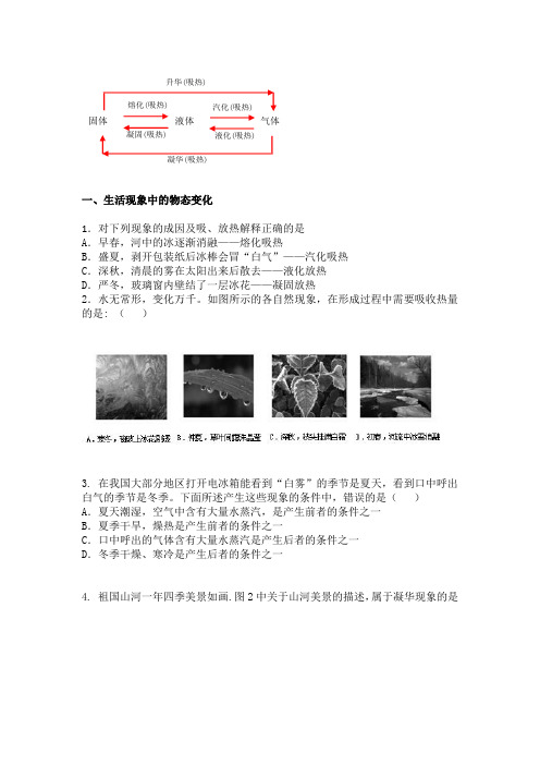 物态变化考试题型有答案解析