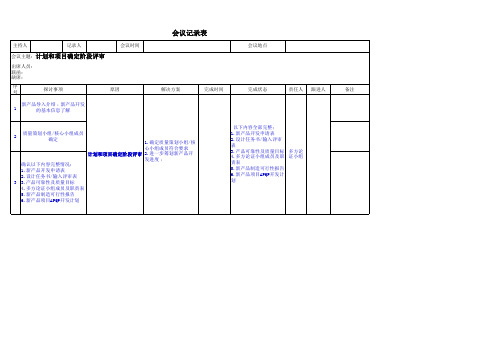 APQP计划和项目确定阶段评审记录表