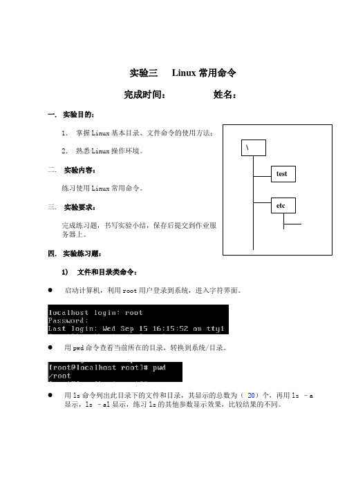 实验三   Linux常用命令