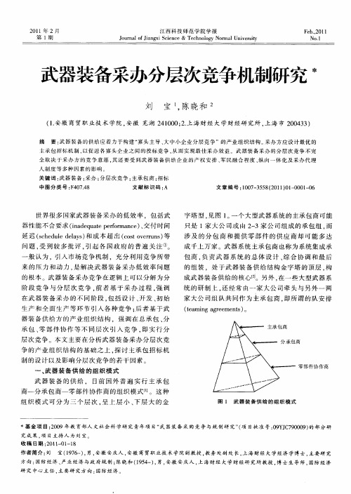 武器装备采办分层次竞争机制研究