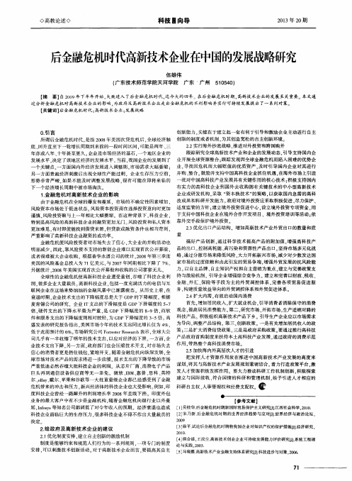 后金融危机时代高新技术企业在中国的发展战略研究