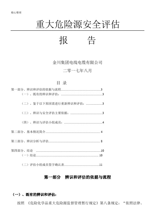 重大危险源安全评估分析报告