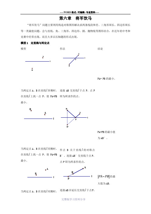 2018年数学中考专题复习——-将军饮马(无答案)