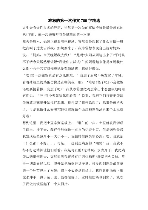 难忘的第一次作文700字